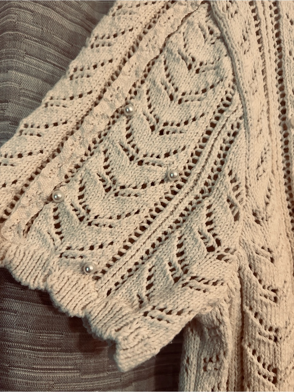 Zara Open-Knit Button Front Short Sleeve Cardigan. Size Large - Picture 4 of 12